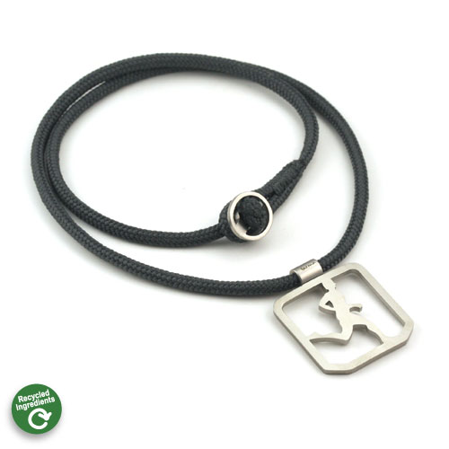 Running Guy Square Pendant 3mm - Click Image to Close