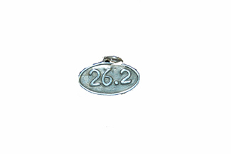 Sterling Silver Necklace- With 26.2 Oxidized Oval Charm - Click Image to Close