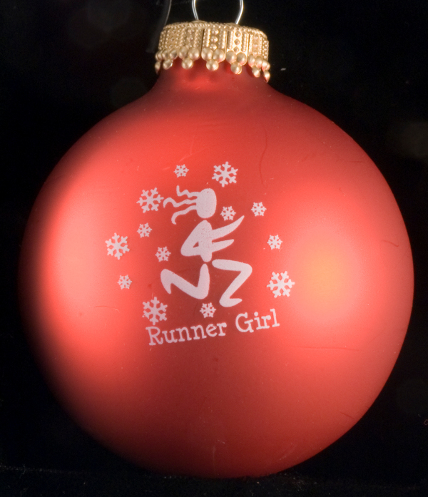 Runner Girl with Snowflakes Ornament - Click Image to Close