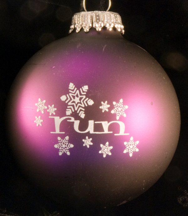 run w/ snowflakes Christmas Ornament