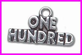 Sterling Silver Necklace - With "One Hundred" charm/pendant - Click Image to Close