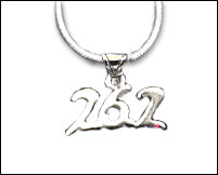 Sterling Silver Necklace- With floating 26.2 pendant