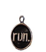 Sterling Silver Necklace- With run. Round Oxidized Charm