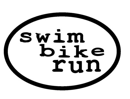 swim bike run Oval Decal
